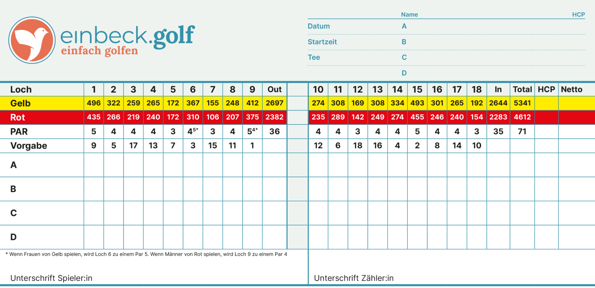 Scorekarte einbeck.golf
